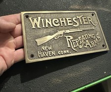 Winchester Sign Plaque Gun Rifle Firearm 2A Hunting Memorabilia Home Decor Brass