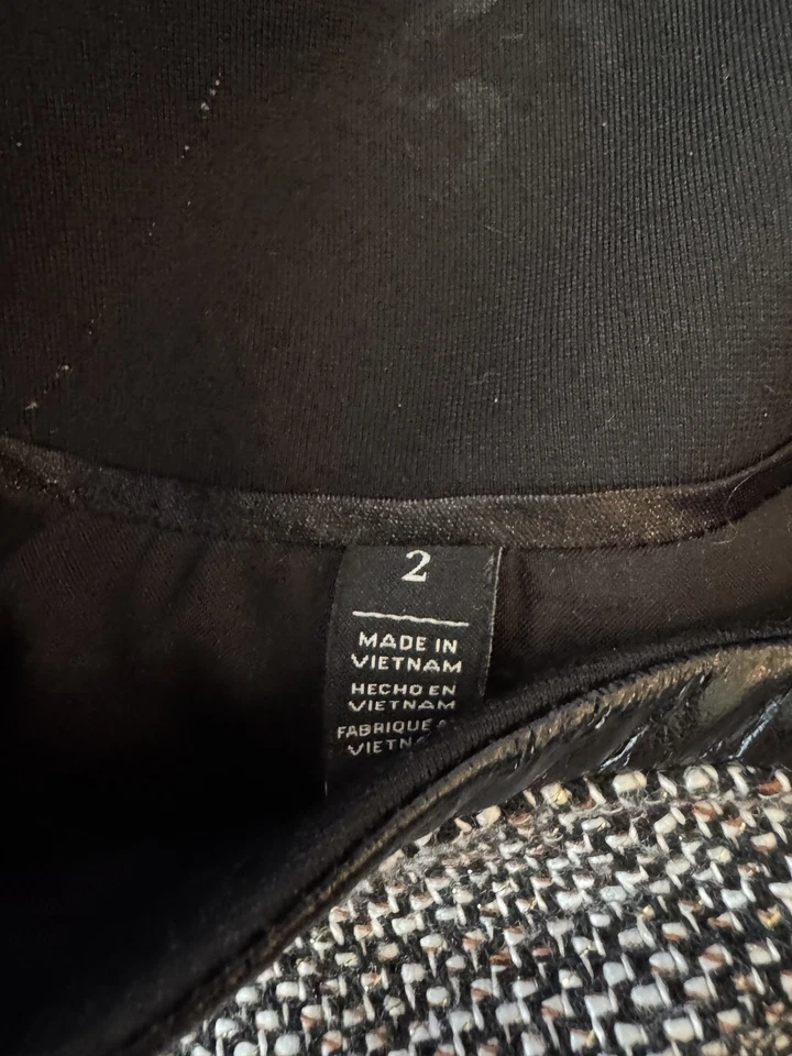 Chaqueta White House Black Market Mujer 2 Negro Gris Moto Asimétrica Cremallera Tweed Foto 3 de 4