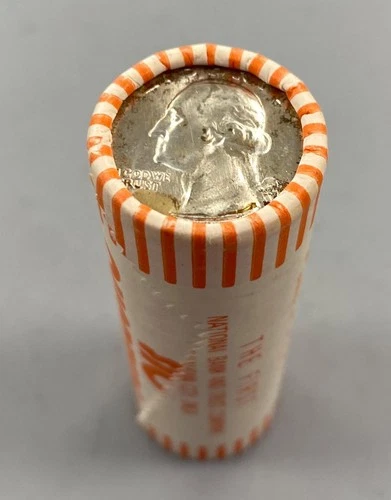 40 1964 D BU Bank wrapped Roll US 90% Silver Washington 25c L24160