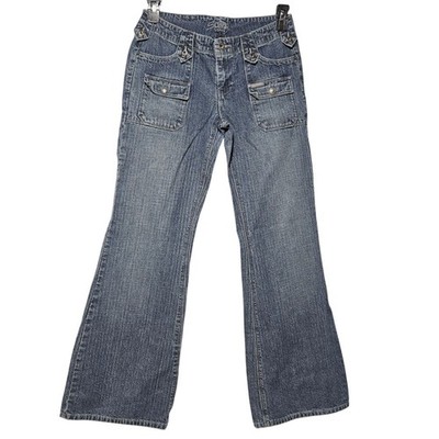 Vintage Y2K SILVER Women's Denim Tuesday Flare Bootcut Jeans 30x33 Low Rise