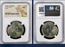 Large Celtic Walking Sphinx NGC Graded Celt Iberian Coin Castulo 150BC-100BC