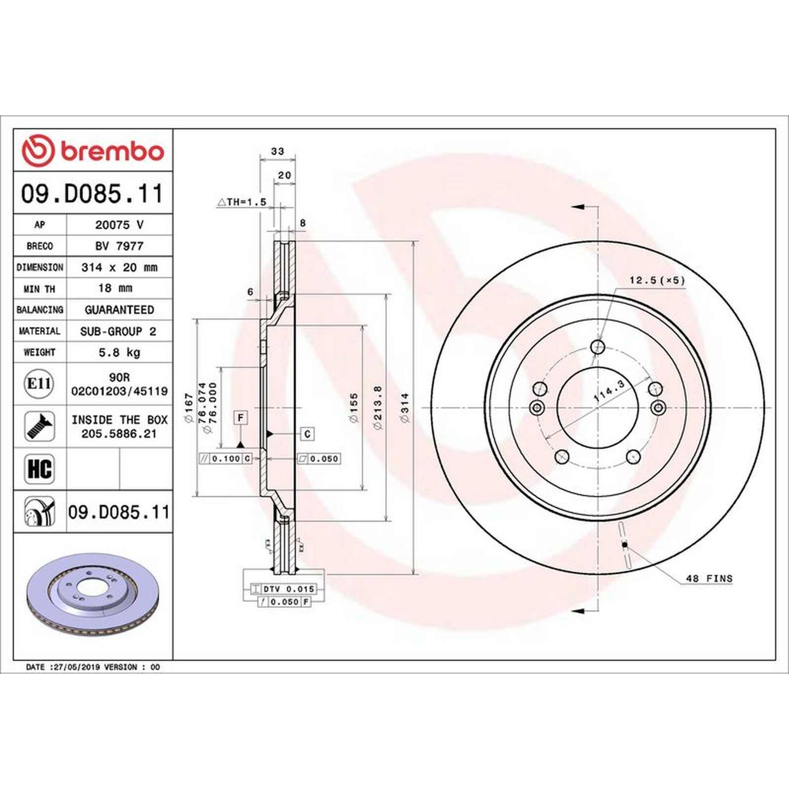 2x Brake Discs Pair Vented fits HYUNDAI i30 PD, PDE 2.0 Rear 2017 on G4KH 314mm - Image 5