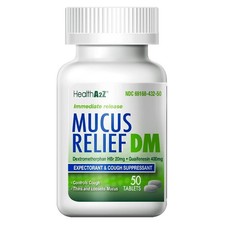 Dextromethorphan HBr 20mg Guaifenesin 400mg Mucus Relief Tablets 50 Count