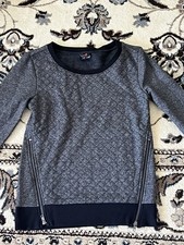 GUESS Logo Print Knit Pullover Sweater Black Gray Women's Size M