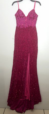 Witness of Love Pink Sequin Lace Mesh Sweetheart Lace-Up Long Gown Size Small