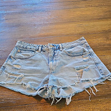Garage Festival Light Wash High Rise Denim Cut Off Shorts Juniors Size 7