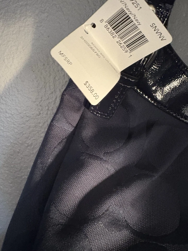 ¡Bolso de mano Coach negro jacquard azul marino y billetera a juego! Nuevo con etiquetas ¡Súper bonito! Foto 4 de 4