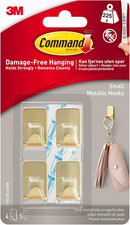 Command Small Metallic Hook, Gold Colour - 4 Hooks, 5 Adhesive Strips - Indoor U 5.70 per strip