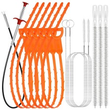 Hair Removal Drain Snake Set 12 PCS Orange Clog Remover Tool kit New