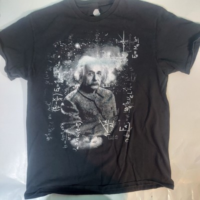 Albert Einstein Black T Shirt Short Sleev Medium  Mathmatics Y2k Grunge Hip Hop