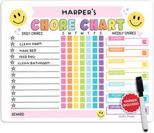 Magnetic Chore Chart for Kids   Behavior Chart for Kids at Home, Dry Erase Weekl