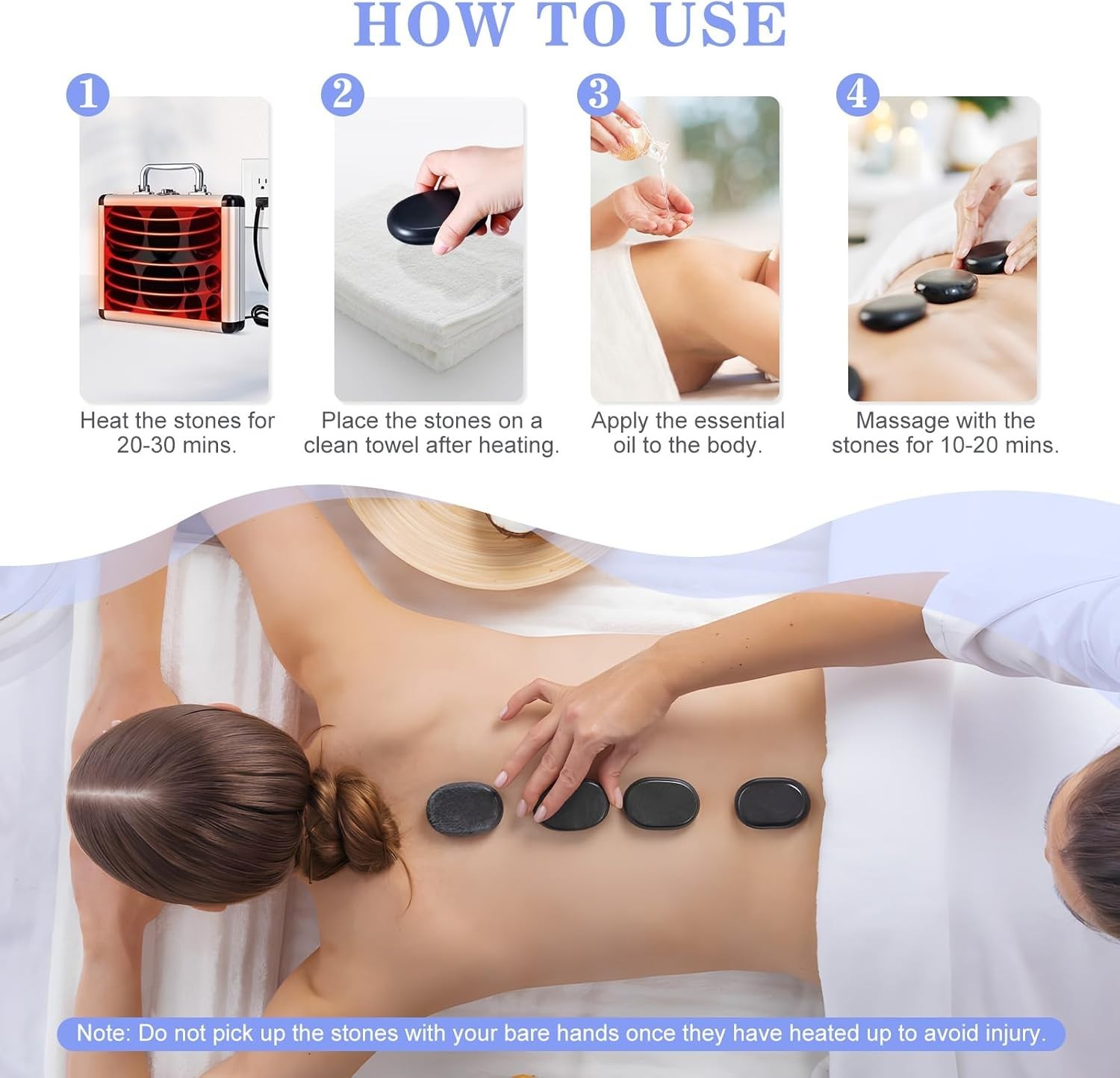 Piedras De Masaje Piedras Calientes Esenciales Para Masajes, 9 Piedras Calientes
