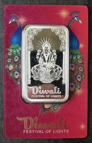 Pamp Suisse 1oz Silver Diwali Bar in Plastic Assay Card