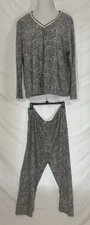 Ellen Tracy  XXL  Pajama Set Loungewear Animal Print Black White Soft Cozy
