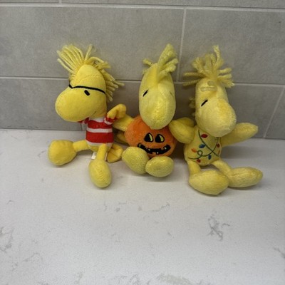 3 Small Plush Woodstock Peanuts Bird Stuffed Animal Pumpkin Holiday Pirate