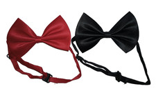 Boys - Satin Bow Ties - 1 Red / 1 Black - 2 Pack - Adjustable - NWT