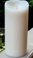 FRONTGATE PREMIUM FLICKER FLAMELESS WAX PILLAR SALT WASH 9" IVORY CANDLE NWT