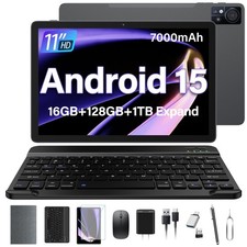 11" Android 15 Tablet 2025: 16GB RAM 128GB ROM, 1TB Expand, 5G, w/ Accessories
