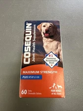 Cosequin Maximum Strength Joint Health Plus SMS & HA 60 Chew Tablets Exp 10/26
