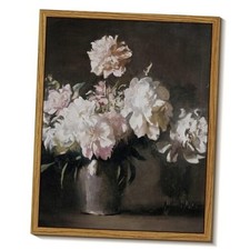 Framed Canvas Prints Art Vintage Decor, Floral Wall 10"L x 8"W Vase of Peonies