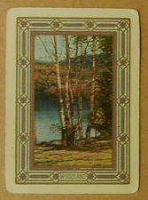 "WOODLAND" - USPC CO. Antique Vintage USWN Wide Named Swap Playing Card