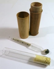 Antique Hydrometer in Turned Solid Maple Two-Part Storage Tube — Refinished