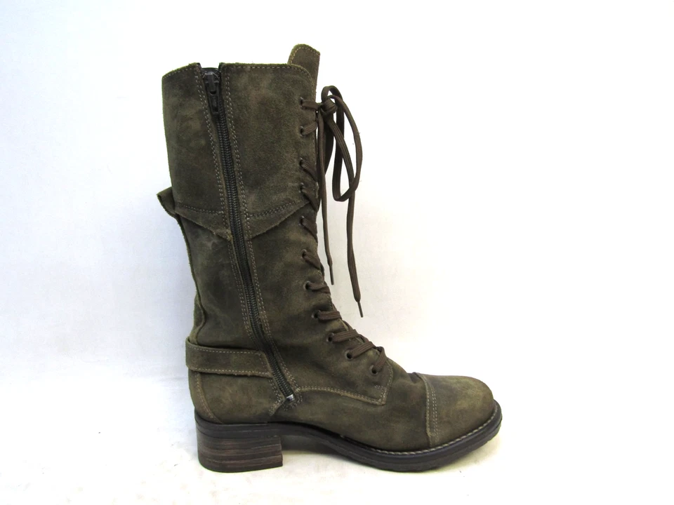 Taos Size 38 EUR Olive Green Suede Zip Lace Up Buckle Mid Calf Fashion Boots - Image 4 of 4