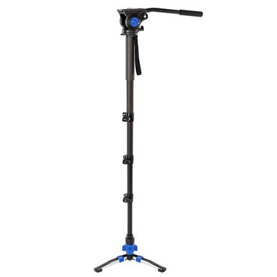Video-Monopod mit Fluid-Kopf & Standspinne   190 cm Höhe, leicht & stabil