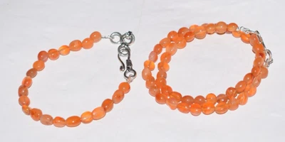 Natürlich Orange Karneol Edelstein 925 Sterlingsilber Handmade Armband Halskette - Bild 1 von 3