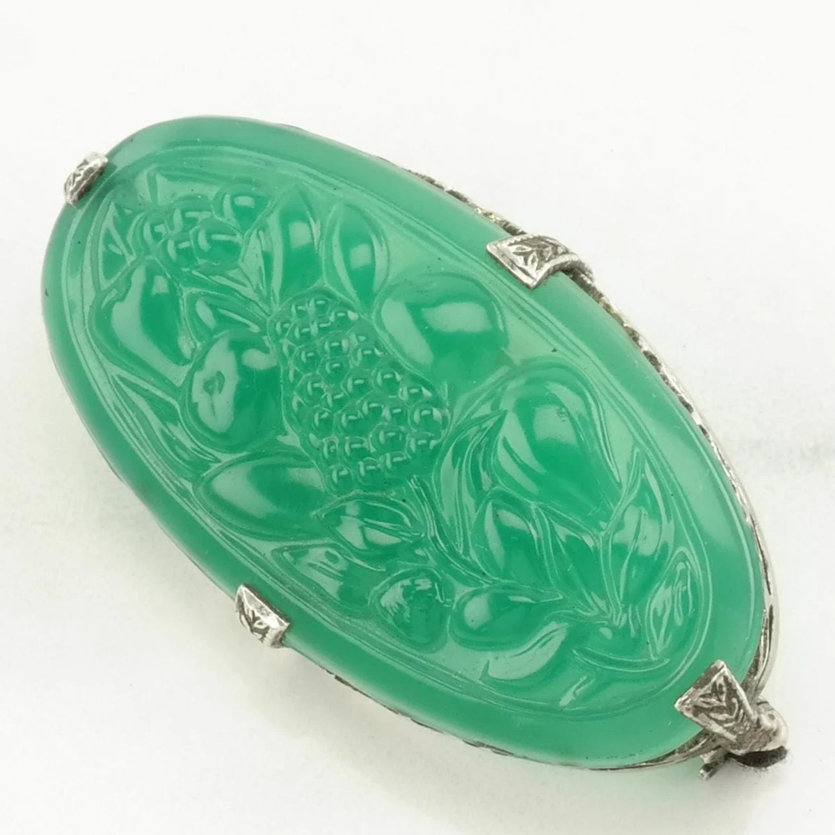Chrysoprase Sterling Silver Fine Brooches & Pins 925 Metal Purity