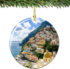 Amalfi Italy Christmas Ornament Porcelain Double Sided