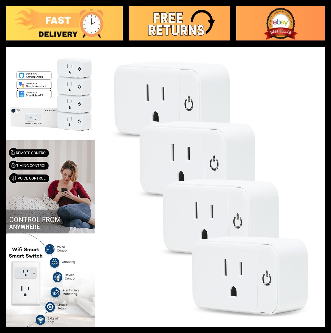 4 Pack Wi-Fi Smart Plugs for Automation
