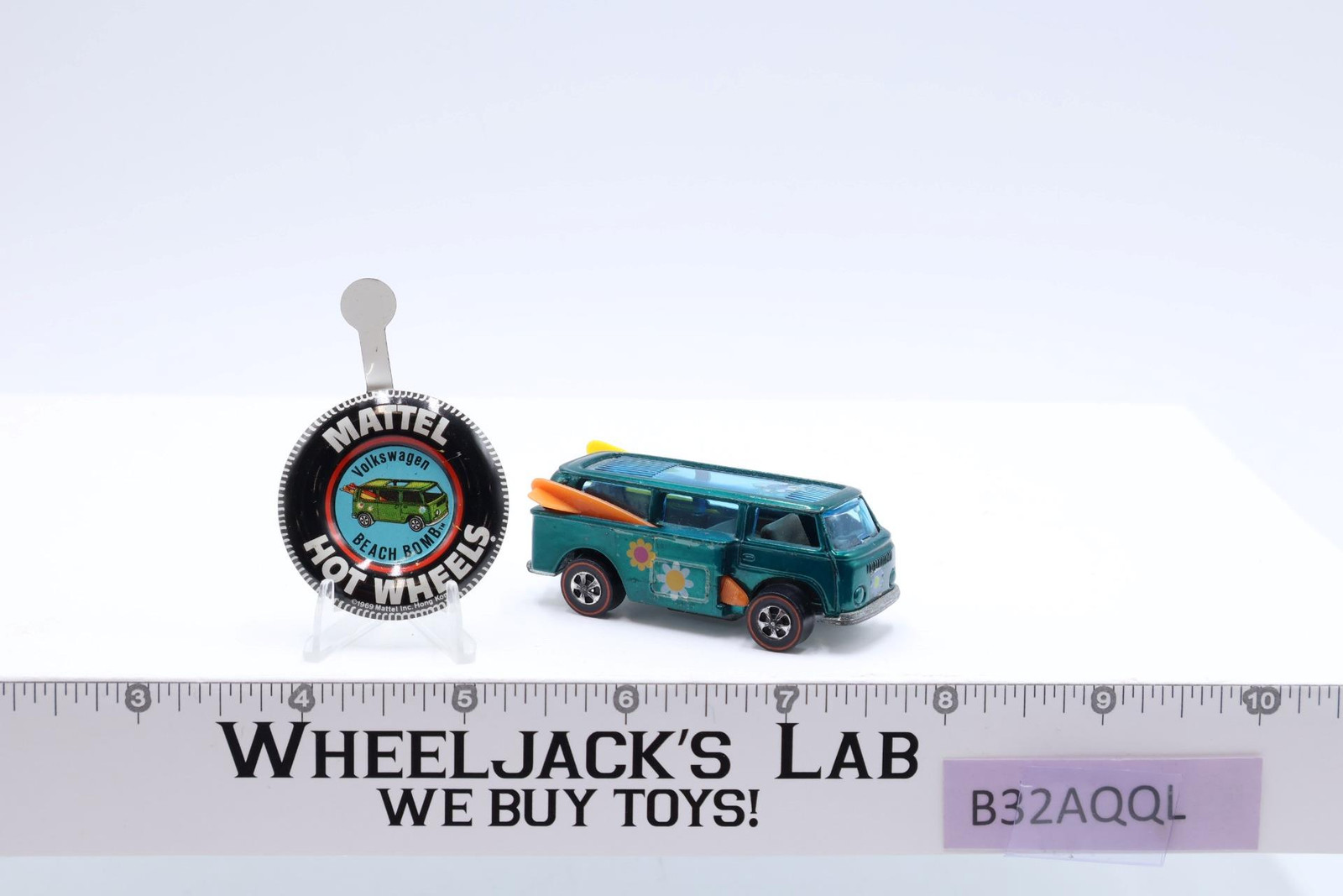 Volkswagen Beach Bomb Aqua Hot Wheels 1969 Mattel Redline RL w/ Button NICE!