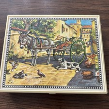 Vintage West German Wooden Picture Block Puzzle Farm Country Scenes