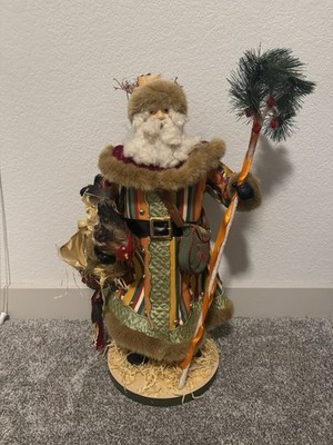 Vintage Neiman Marcus 24'' Rooster Santa Figure Holds a Chicken & Eggs Basket