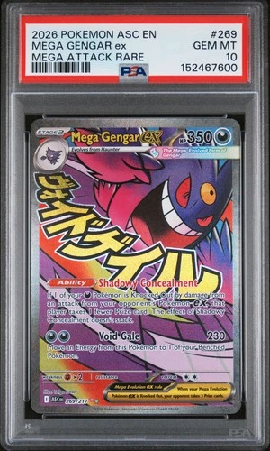 2026 POKEMON ASCENDED HEROES MEGA ATTACK RARE #269 MEGA GENGAR EX PSA 10