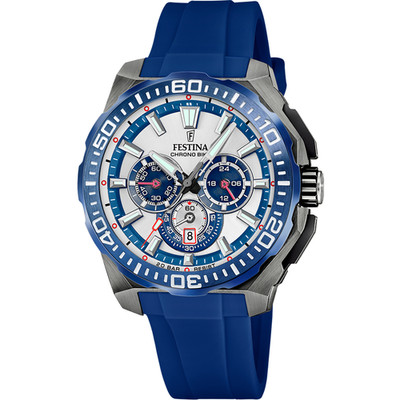 Festina Chrono Bike F207254 Mens Blue Rubber Strap Analog Dial Watch 45.5 mm