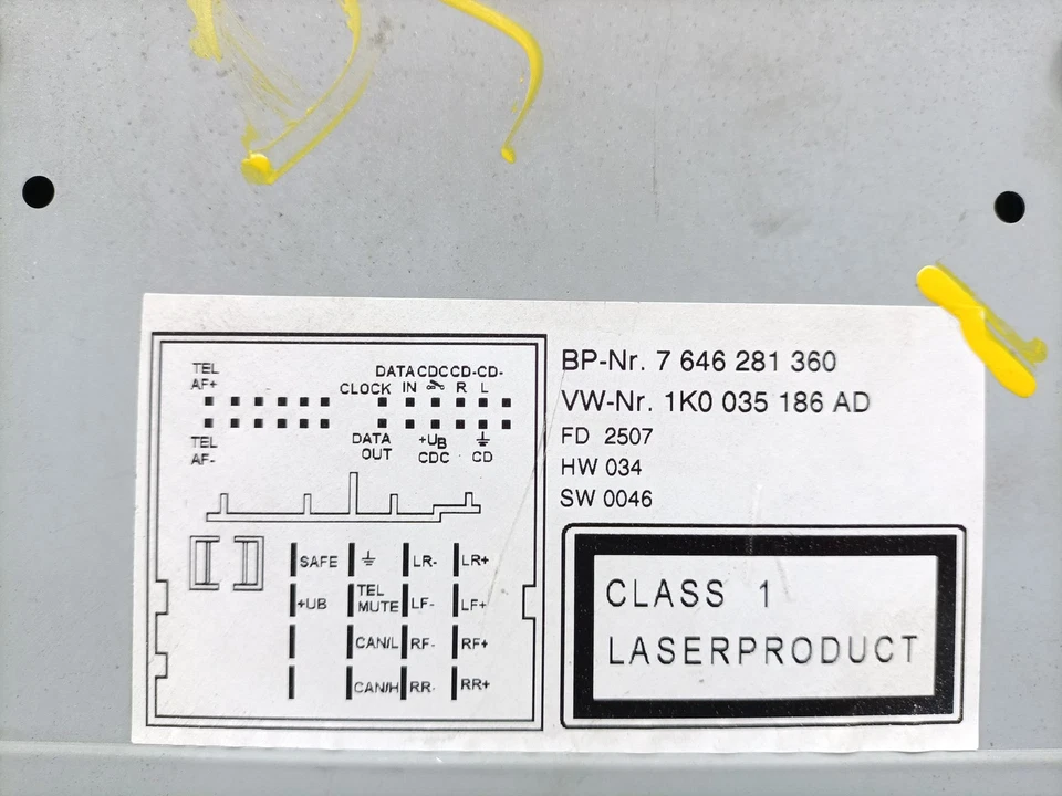 1K0035186AD SISTEMA AUDIO / RADIO CD / 648528 PARA VOLKSWAGEN JETTA 165/167 - Imagen 3 de 4