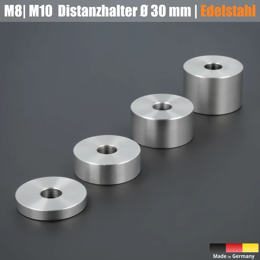 1-50 x Distanzscheiben Ø30 L-Ø:10,5 Edelstahl Distanzhalter  