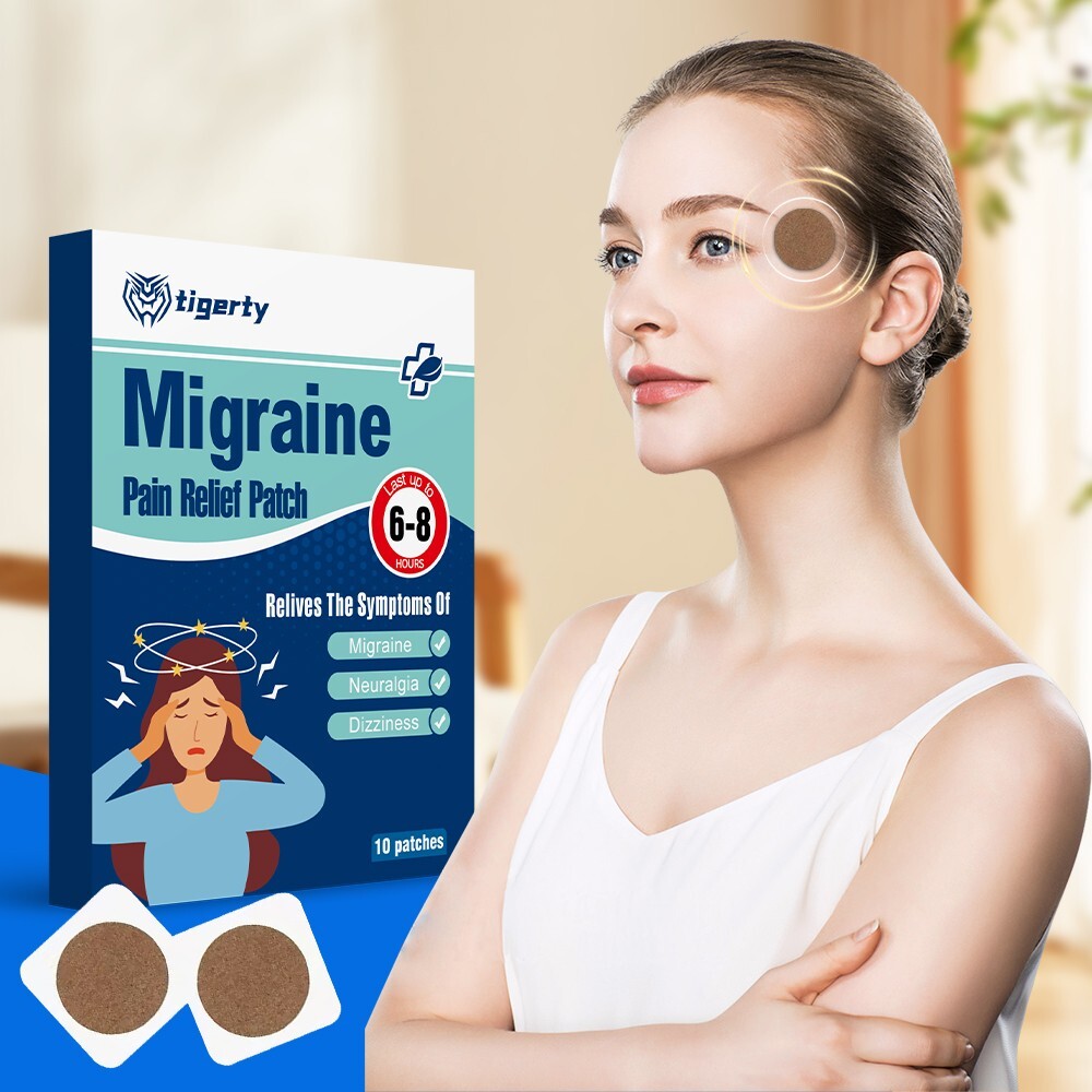 tigerty Migraine Relief Patch Fast Headache Ear Pressure Sooth Natural Herb 20Pc