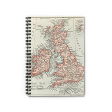 United Kingdom Vintage British Isles Atlas Map Spiral Notebook - Ruled Line