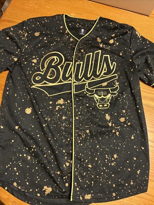 NBA Chicago Bulls Embroidered Jersey Black Gold #66 Mens Large XL Men’s 