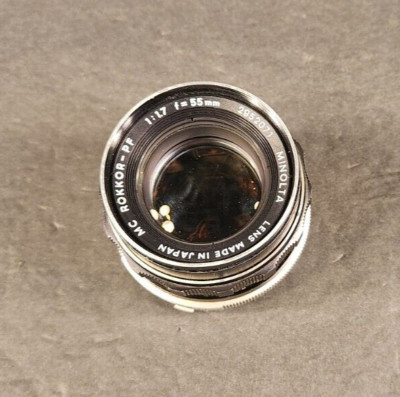MINOLTA MD MOUNT MC ROKKOR PF 55MM F 1.7 MANUAL FOCUS PRIME LENSE IN GOOD COND.