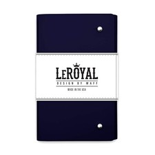 NEW WAFF Le Royal Leather Cover Notebook Journal Lined Paper 5.75 x 4 Navy Blue