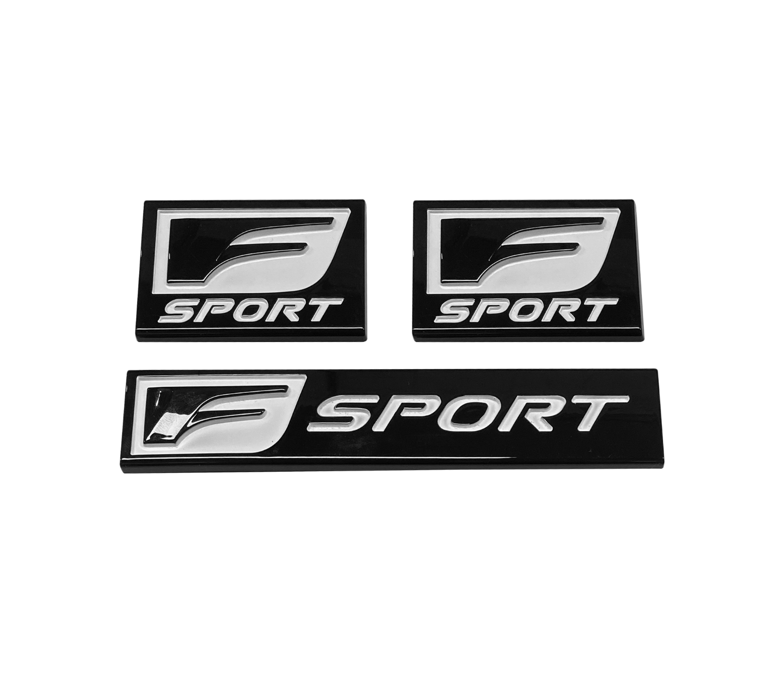 3-Piece Black & White F-Sport Style Emblem Badge Set For Lexus IS, GS, RC Models - Self-Adhesive