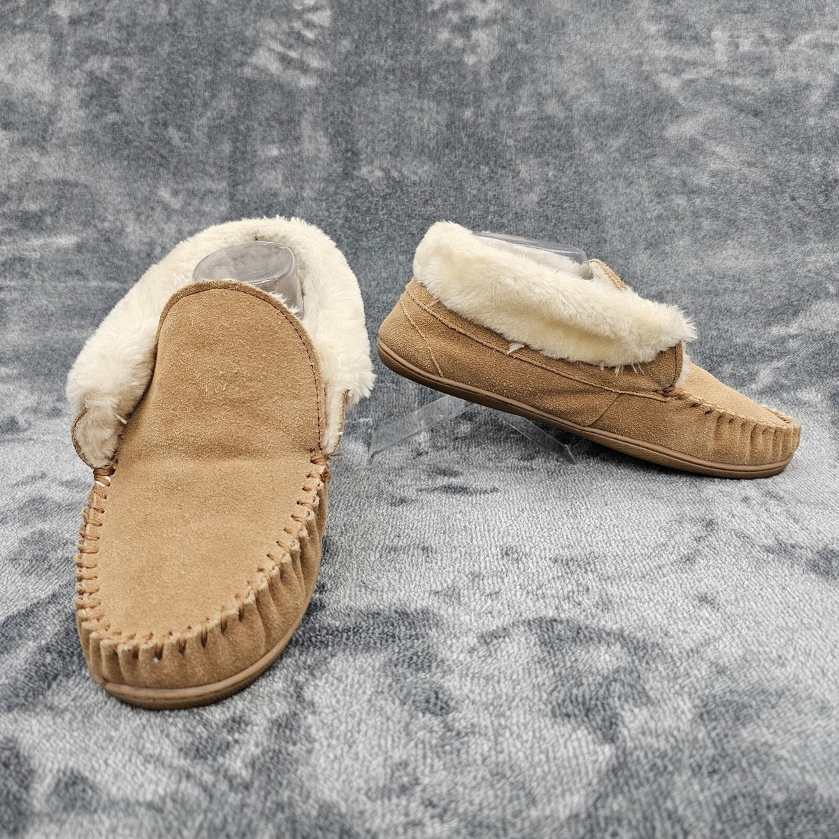 MinneTonka Bootie Slippers Moccasin womens 10 Tan Suede Leather