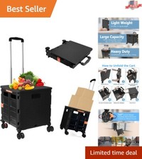 Durable Folding Rolling Crate with Lid - Wear-Resistant Trolley for All Uses