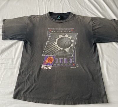 Vtg Phoenix Suns T-Shirt Men s Lg Black Logo 7 NBA Basketball 90s Single Stitch