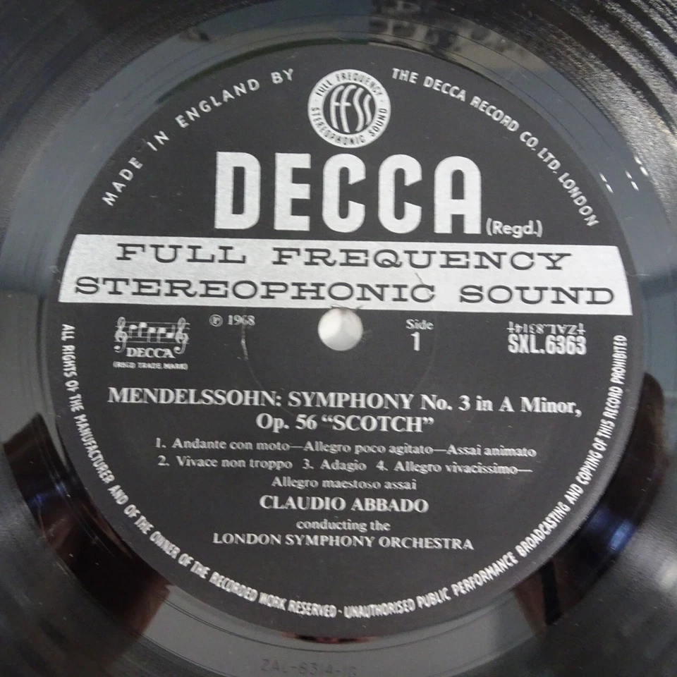 SXL 6363 MENDELSSOHN scotch symphony ABBADO UK 1968 DECCA w/b ED3 NM/VG+ - Image 4 of 4