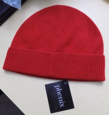 Phenix Red Cashmere Jersey Knit Beanie Hat Luxury Winter Cap OS NWT Phenix Cashmere Knit Hat Red NWT $90 | eBay main image 3